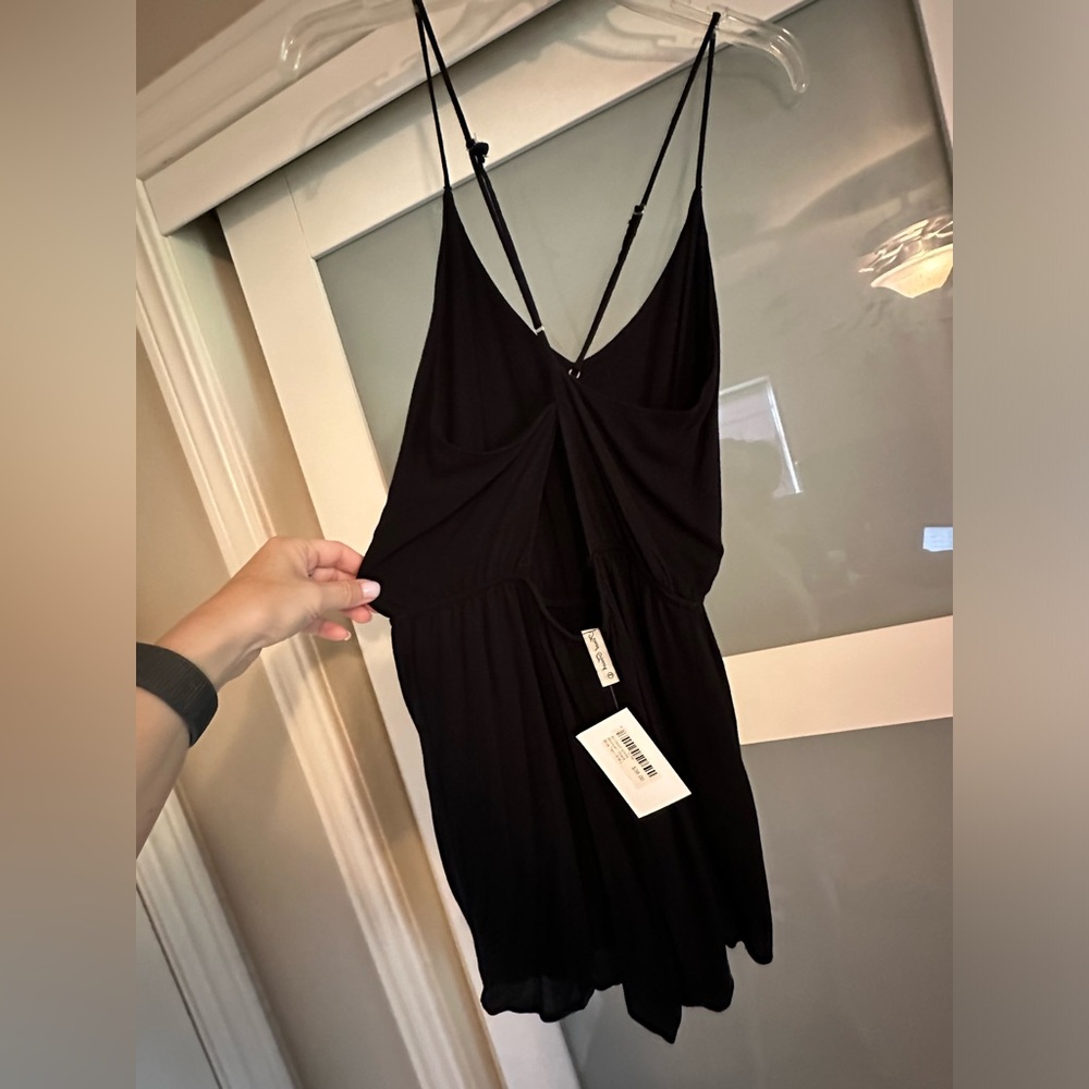 Final Touch All Good Vibes black backless romper shorts